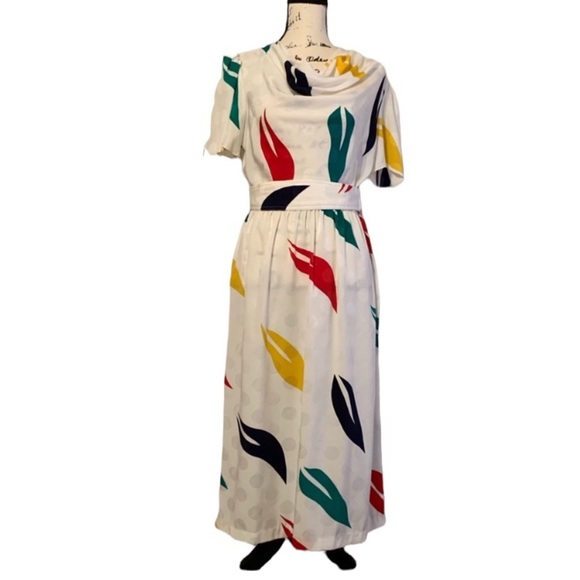 Vintage 80s Leslie Fay Polka Dot Dress - Picture 8 of 10